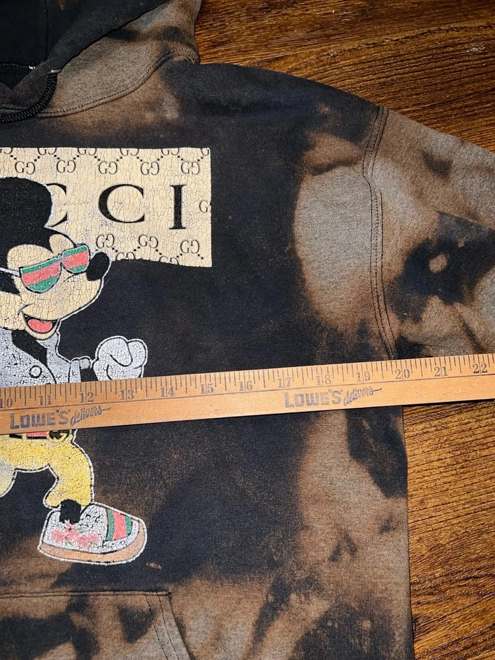 Gucci Mickey Mouse Black Streetwear Graphic Acid Wash Upcycled Hoodie  Size S